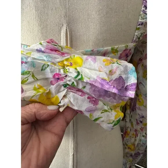 Reformation Marjorelle Marcelle Crop Top Watercolor Print M - Picture 11 of 13